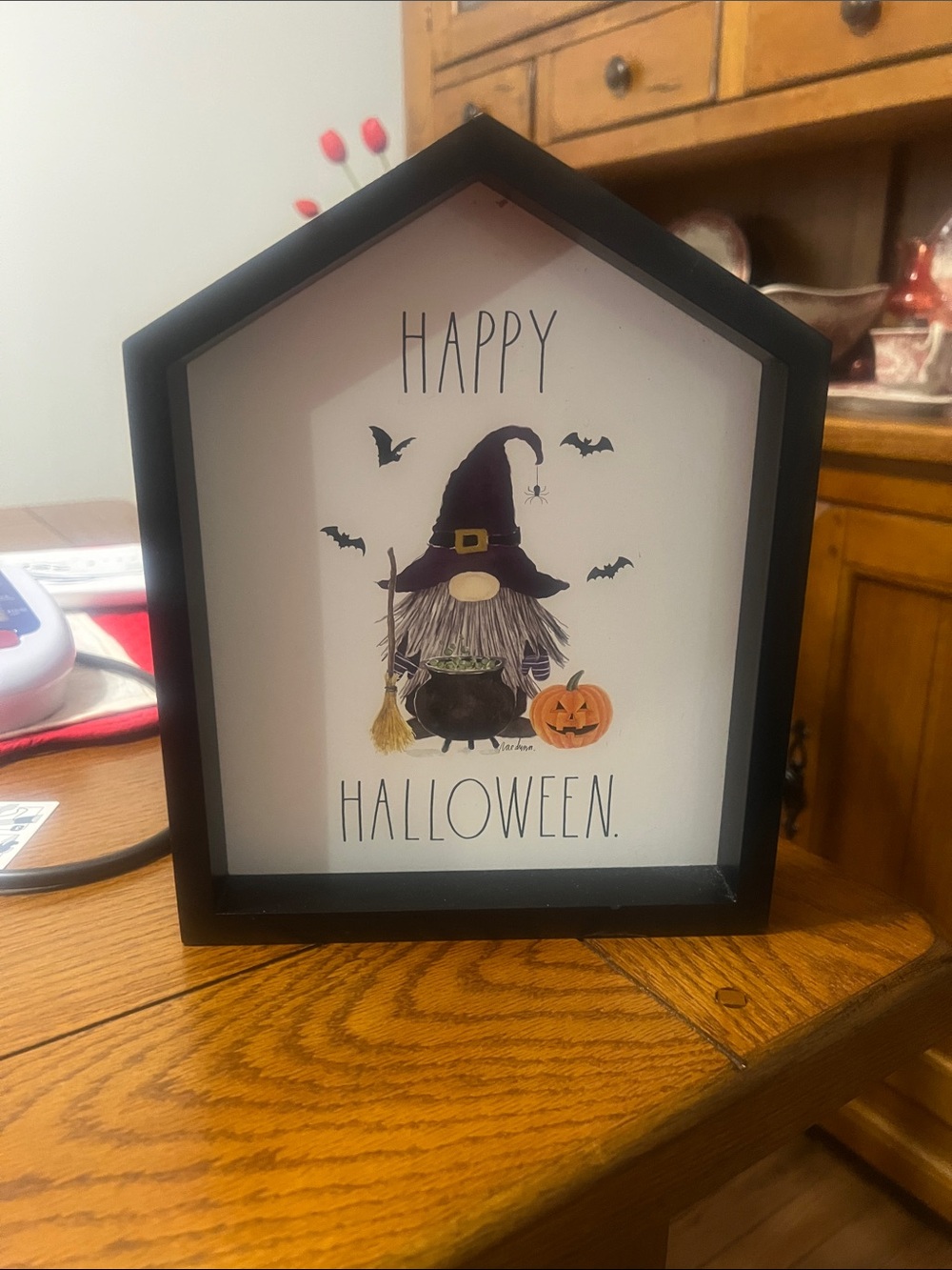Rae Dunn Black Framed Halloween Gnome Print